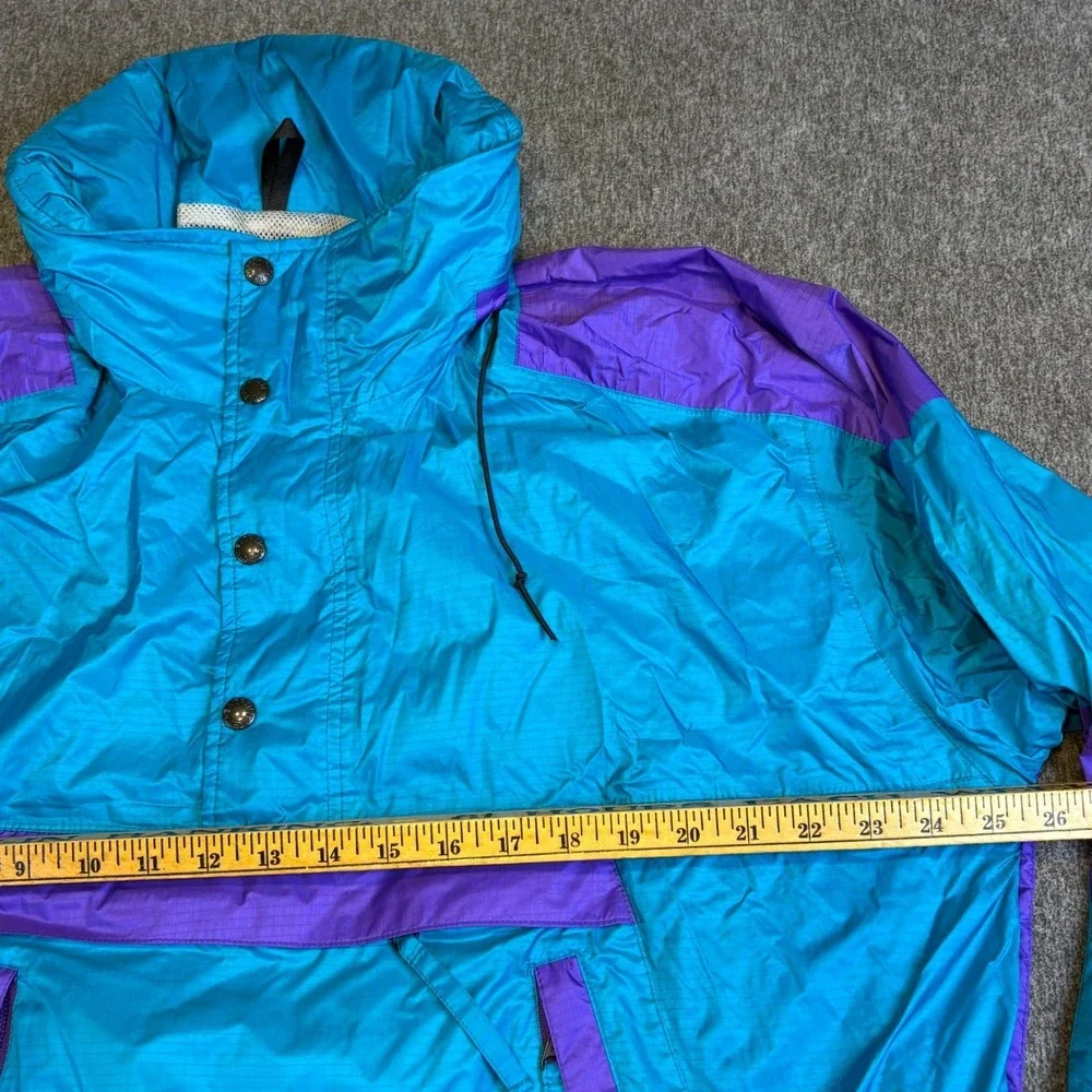 VTG The North Face Anorak Jacket 90s Mens XL Teal Purple ColorBlock Windbreaker‎